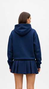 Sudadera con Capucha Azul Marino Extra Grande con Bolsillo Canguro, Sudadera con Capucha Lisa con Logotipo Frontal - Product Image 5