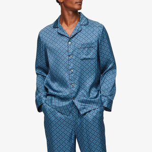Nouvel ensemble de pyjama de luxe pour homme 100 % soie satinée respirante, vêtements de détente doux à manches longues, vêtements de nuit, logo personnalisé, grande taille, soie d'hiver - Product Image 6