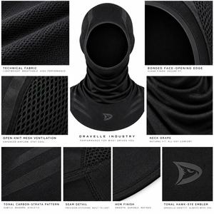 <b>Full</b> Coverage Modest Headwear Seamless Obsidian Breathable Lightweight Running Cycling Sports <b>Hijab</b> Custom OEM - Product Image 5