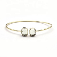 Pulsera de piedras preciosas de Topacio Azul de diseñador, brazalete abierto frontal con forma de rectángulo Chapado en plata, joyería hecha a mano para aniversario