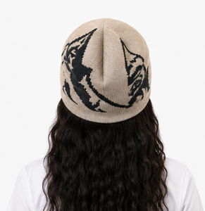 Custom Jacquard Graphic Knit <b>Beanie</b> Oversized Slouchy Graphic <b>Beanie</b> For <b>Women</b> Streetwear Style <b>Beanie</b> <b>Hat</b> - Product Image 4