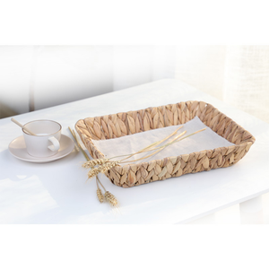 Haute qualité meilleure vente Style grand plateau tissé à la main matériel de jacinthe d'eau tenant des chiffons ou du pain ou d'autres poignées attachées - Product Image 4