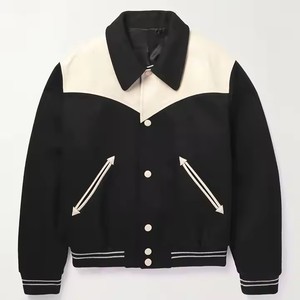 Y2K High Quality OEM Designer Outdoor Men Luxury Letterman Custom Logo <b>Leather</b> Patchwork Breathable Windproof <b>Winter</b> <b>Jacket</b> - Product Image 1