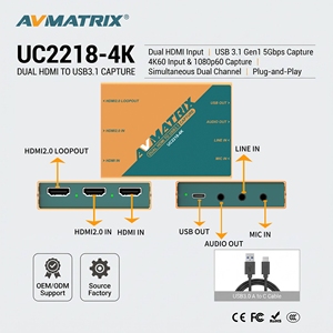 Tarjeta de Captura de Video AVMATRIX UC2218-4K 4K 60 con Entrada/Salida Dual para Puertos USB 3.0 Tipo-C 2.0, Plug&Play para <span class=keywords><strong>Windows</strong></span>/Linux/Mac - Product Image 1