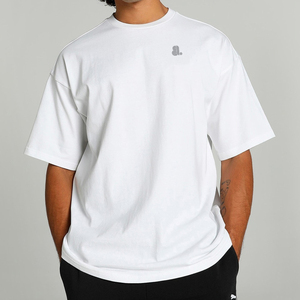Oversized Men's <b>White</b> Cotton <b>T</b>-<b>Shirt</b> Short Sleeve O-Neck Casual Blank Jersey Knitted Breathable <b>Fit</b> - Product Image 5