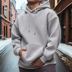 Sweat à capuche décontracté pour homme en ramie épaisse de haute qualité, avec poche kangourou, sans fermeture éclair, idéal pour l'hiver - Product Image 2
