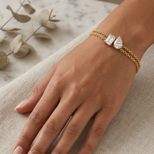 Bracelet Toi et Moi en diamant cultivé en laboratoire certifié IGI |   Collier double rang en or 14 carats avec perles de poire et émeraudes, bijoux de luxe pour anniversaire - Product Image 2