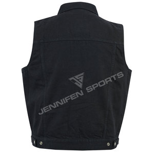 Gilet de motard en toile 100% coton noir pour homme, décontracté, respirant, réversible, avec logo personnalisé disponible - Product Image 3