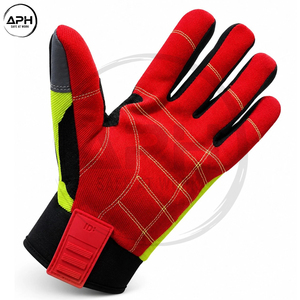 High Visibility Yellow <b>Red</b> Heavy Duty Working <b>Gloves</b> Rubber TPR Back Hand Anti Shock Reinforced Palm Industrial Driver <b>Gloves</b> - Product Image 3