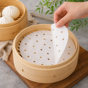 Papier sulfurisé écologique et recyclable avec revêtement en silicone, blanc, antiadhésif, de qualité alimentaire, pour cuisson vapeur - Product Image 2