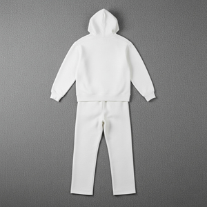 Ensemble sweat-shirt à capuche brodé pour homme blanc avec logo flamme imprimé, vêtements décontractés d'hiver, tissu en molleton 100% coton - Product Image 2