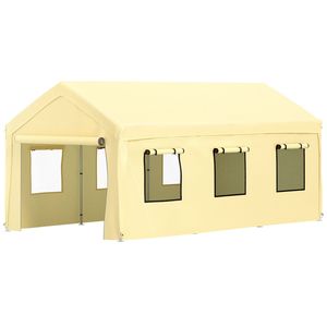 Abri de voiture robuste 10 x 20 pieds avec 8 pieds de support, abri de garage avec parois latérales amovibles et fenêtres, tente de garage pour voiture - Product Image 1