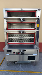 Vaporera Comercial de 3 Puertas a Gas para Mariscos, Gabinete de Vapor de Acero Inoxidable para <span class=keywords><strong>Restaurante</strong></span>/Cantina, Vaporera Comercial de 3 Niveles para Alimentos - Product Image 2