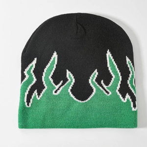 Bonnet unisexe motif flamme 56-58CM – Casquette d'hiver décontractée pour adultes en 100% acrylique tricoté, style urbain - Product Image 2