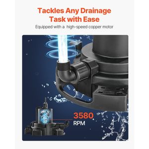 1/2 HP 1600 GPH pompe automatique de couverture de piscine 25 pieds cordon équipement de piscine submersible - Product Image 4