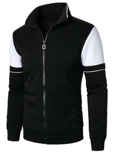 Sweat-shirt polaire zippé pour homme à col montant, style veste de survêtement, avec logo frontal, coloris contrastés et blocs de couleur sportifs, pour tenue décontractée d'hiver - Product Image 1