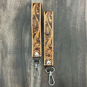 New Elegant Luxury Genuine Cow Leather Wristlet Keychain Personalized Hand Tooled Floral Design <b>Car</b> Key Holder <b>Gift</b> <b>for</b> Women - Product Image 4