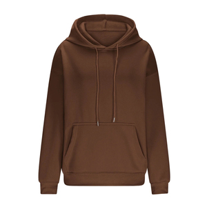 เสื้อฮู้ดดี้ทรงโอเวอร์ไซส์แบบไหล่ตก ยอดนิยม ผ้าไม่ยับ ระบายอากาศได้ดี สีพื้น สำหรับผู้หญิง - Product Image 4