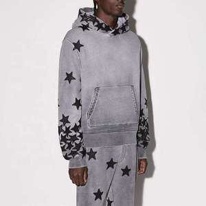 Sudaderas con capucha vintage personalizadas con cremallera y bordado 3D para hombre, con efecto desgastado por el sol, lavado ácido, logotipo de estrella, forro polar, teñido liso para invierno - Product Image 4