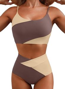 Women 2 Piece High Waisted <b>Bikini</b> <b>Sets</b> Color Block Popular Swimsuit 2026 Summer Beach Best Bathing Suits - Product Image 2