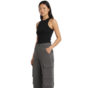 Pantalons cargo pour femmes en gros - Pantalons larges gris foncé en mélange de coton pour un style moderne - Product Image 1