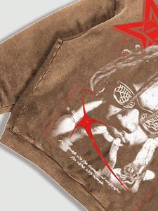 Sweat à capuche pour homme, effet délavé, imprimé DTG, coupe ample, style streetwear décontracté, vêtement de sport, sweat à capuche épais pour l'hiver - Product Image 4