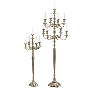 Elegant 5-Arm Silver Aluminum <b>Candelabra</b> Tall Floor Standing Candle Holder Polished Metal Wedding & Event Centerpiece Home Decor - Product Image 4