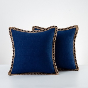 Funda de Almohada Minimalista de Lino de Color Sólido, Cubierta Simple para Asiento de Coche, Tela Transpirable, Accesorio Decorativo para Viajes y Hogar - Product Image 4