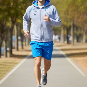 Sweat à capuche zippé décontracté et athlétique pour hommes en tissu mélangé doux en coton et poly - Product Image 1