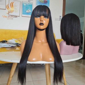 Wholesale Luxury HD Lace Wigs Super Double Drawn Machine Weft Vietnam Remy 100% Human Hair Bone Straight Thick Natural - Product Image 4