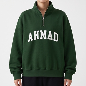 <b>Women's</b> <b>Quarter</b>-<b>Zip</b> Pullover Hoodie 100% Cotton Knitted Fleece Stand Collar Printed Custom Letter Eco-Friendly Breathable Winter - Product Image 3