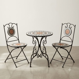 Juego de Muebles de Jardín para Exteriores, Diseño Europeo Tradicional, Hierro Forjado con Recubrimiento en Polvo, Ecológico, para Restaurantes - Product Image 1