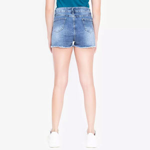 Shorts de Mezclilla para Mujer, Elegantes, Lavado Azul, Cintura Alta, Casuales, Ajustados, de Verano, de Algodón, con Logotipo Personalizado - Product Image 4