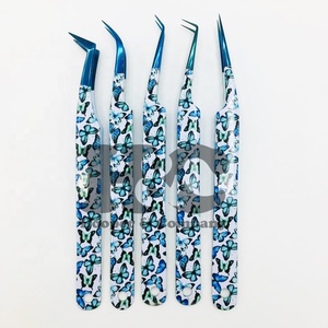 Pince à épiler en acier inoxydable papillon impression papier revêtement extension de cils pince à épiler Logo privé vison pince à épiler durable - Product Image 3