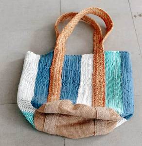 Wholesale Braided Jute Beach <b>Bags</b> with Multicolour Cotton Chindi Handles and Custom Designs best for shopping and party <b>bags</b> use - Product Image 4