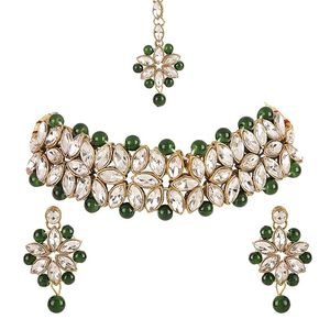 Women's Christian Fine Sparkling Crystal Rhinestone Flowers Wedding Jewelry Set Gold Plated Necklace Earrings Trendy <b>Gift</b> - Product Image 5
