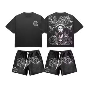 เสื้อยืดและกางเกงขาสั้นพิมพ์ลายซิลค์สกรีนทรงโอเวอร์ไซส์สุดฮิต สำหรับใส่ลำลองหรือสตรีทแวร์ ผ้าฝ้าย 100% คุณภาพพรีเมียม สำหรับทุกเพศ - Product Image 5