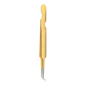 Pince à épiler de précision plaquée or à pointe lisse pour une application détaillée - Product Image 2
