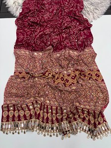 Mirror Luxe Party Wear <b>Saree</b> Pure Satin Silk Printed Mirror Work <b>Saree</b> with Rich Pallu & Designer Mirror Lace Border - Product Image 2