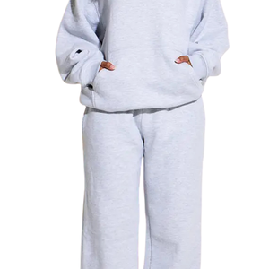 Womens Pullover Hoodie Tracksuit Casual Fleece <b>Two</b> <b>Piece</b> <b>Lounge</b> <b>Set</b> Relaxed Fit Elastic Waist Cuffed Activewear Workout Outfit - Product Image 5