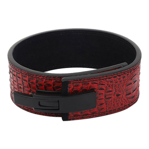 Support de poignet en cuir motif crocodile rouge avec boucle réglable pour la musculation et l'entraînement en force unisexe - Product Image 2