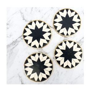 Ensemble de 6 sous-verres modernes en nacre motif feuille de fleur avec support, protection thermique pour thé, café, boissons chaudes et froides, vaisselle de table - Product Image 5