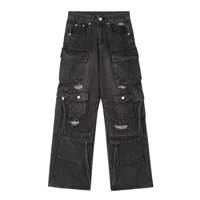 Prix d'usine – Jean décontracté à jambe large en denim délavé et écologique – Fournisseur OEM proposant des commandes en gros – Broderie unie pour homme