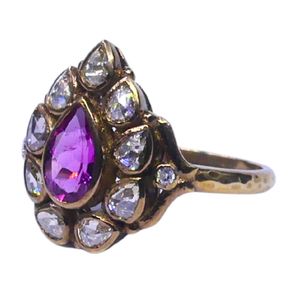 Gemvanity R988 14K Gold Plated Luxury Tibetan Buddhist Gemstone Ring Channel Setting Brilliant Cut Pink Engagement Wedding - Product Image 3