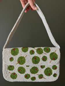 Handmade Embroidered Rectangular <b>Purse</b> With <b>Green</b> Spiral Pattern Cotton Thread Crafted Textile Bag - Product Image 3