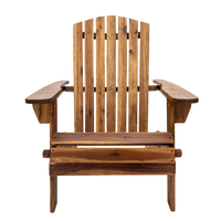 Silla Adirondack de Madera de Acacia para Exteriores, Resistente a la Intemperie, Color Natural, con Portavasos, para Jardín, Cafetería, Salón, Patio, Playa, Balcón