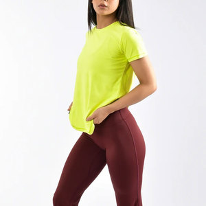 Women's Eco-Friendly Summer Casual Sports <b>T</b>-<b>Shirt</b> Slim Fit Flare Sleeve Curved Hem Design Quick Dry Short Sleeve <b>Yoga</b> Fitness - Product Image 3