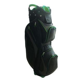 Sac de golf professionnel en cuir PU noir avec organisation multi-poches durable et base renforcée pour une stabilité accrue lors de la conduite - Product Image 5
