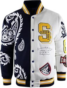 Blouson universitaire en velours côtelé pour homme, design patchwork, col rabattu, vêtement d'extérieur décontracté pour l'automne, vente en gros - Product Image 6