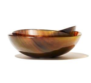 Meilleur bol de service en corne d'Inde, écologique, design moderne et minimaliste, tons bruns, décor poli, léger 0,4 kg - Product Image 2